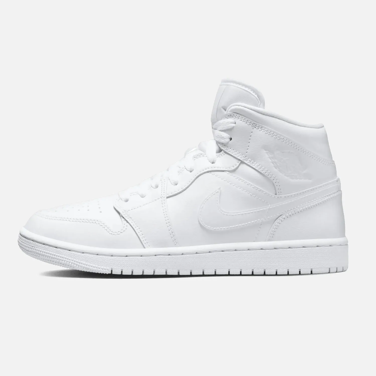 Women's Nike Air Jordan 1 Mid Triple White banked track running option tapered - toe shoes