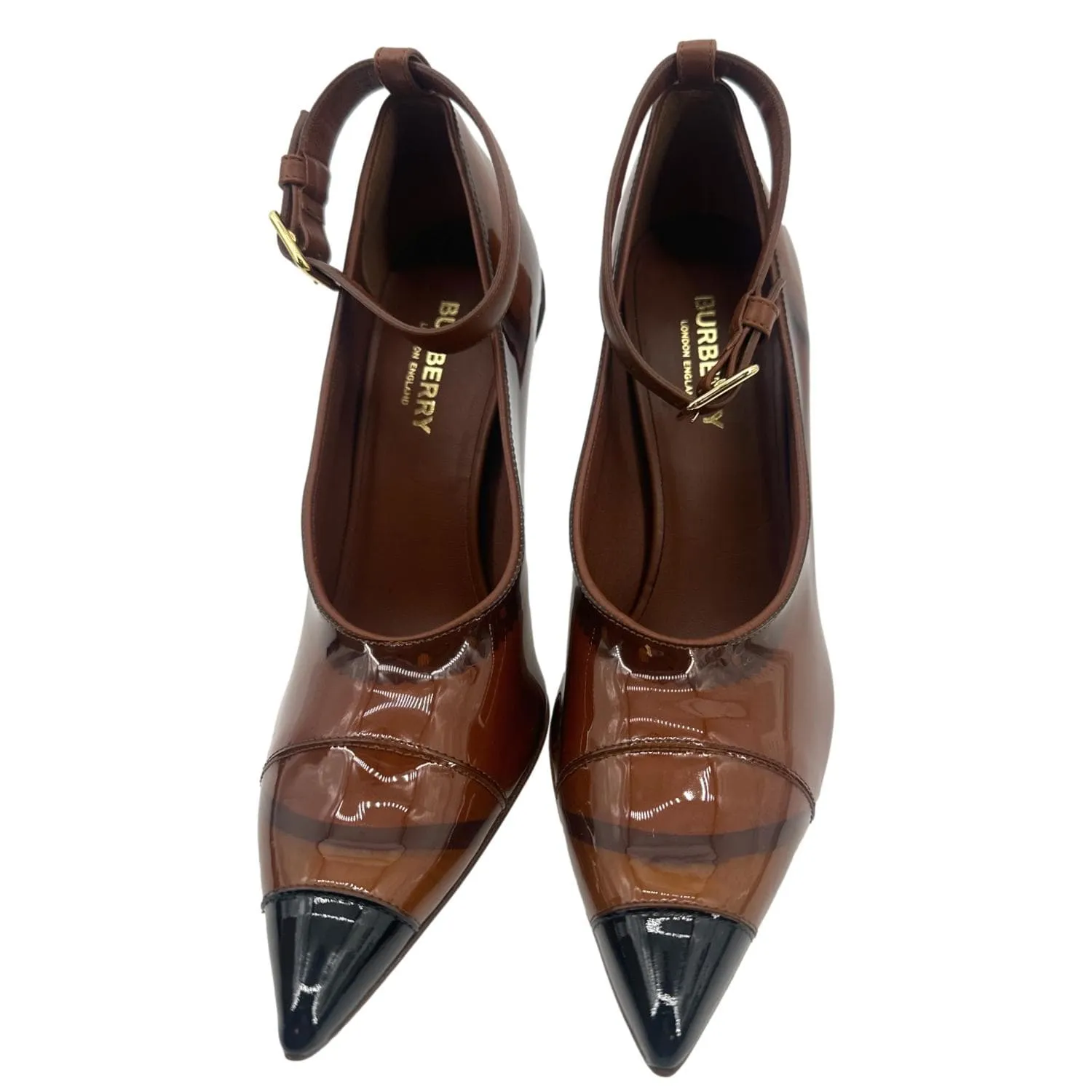 Mid Heel Heels BURBERRY Leather Pumps Heels Brown Size 37