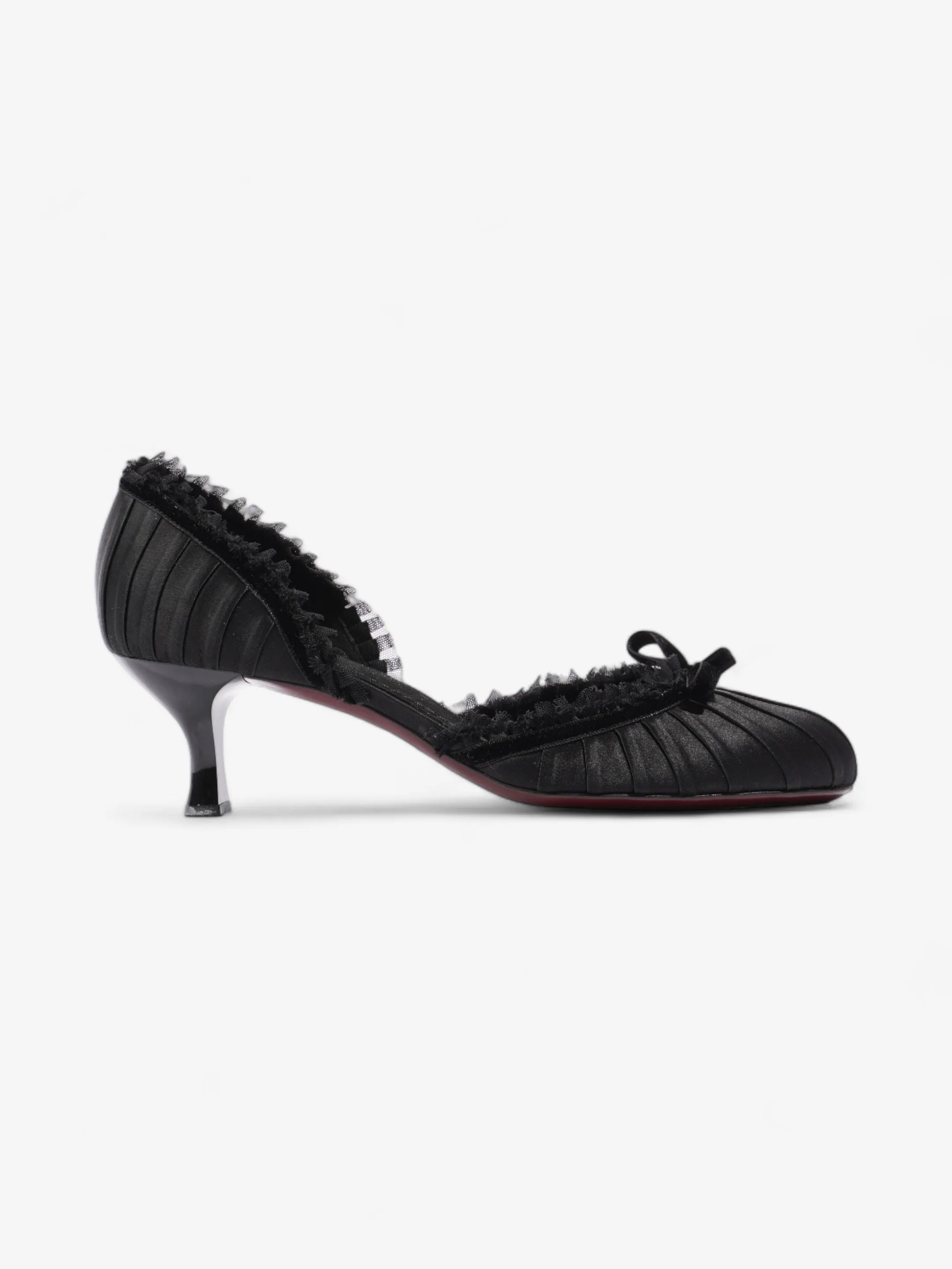 Mid Heel Heels Louis Vuitton Ballet Pumps Heels 60mm Black Satin EU 38.5 UK 5.5