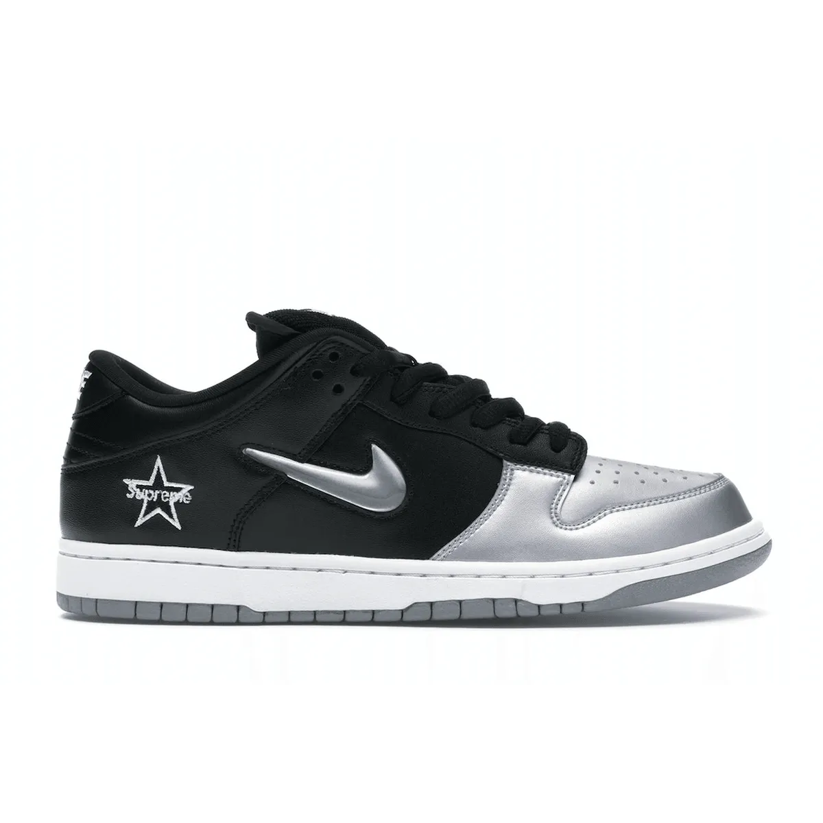 Modern Walk-Step Nike SB Dunk Low Supreme Jewel Swoosh Silver