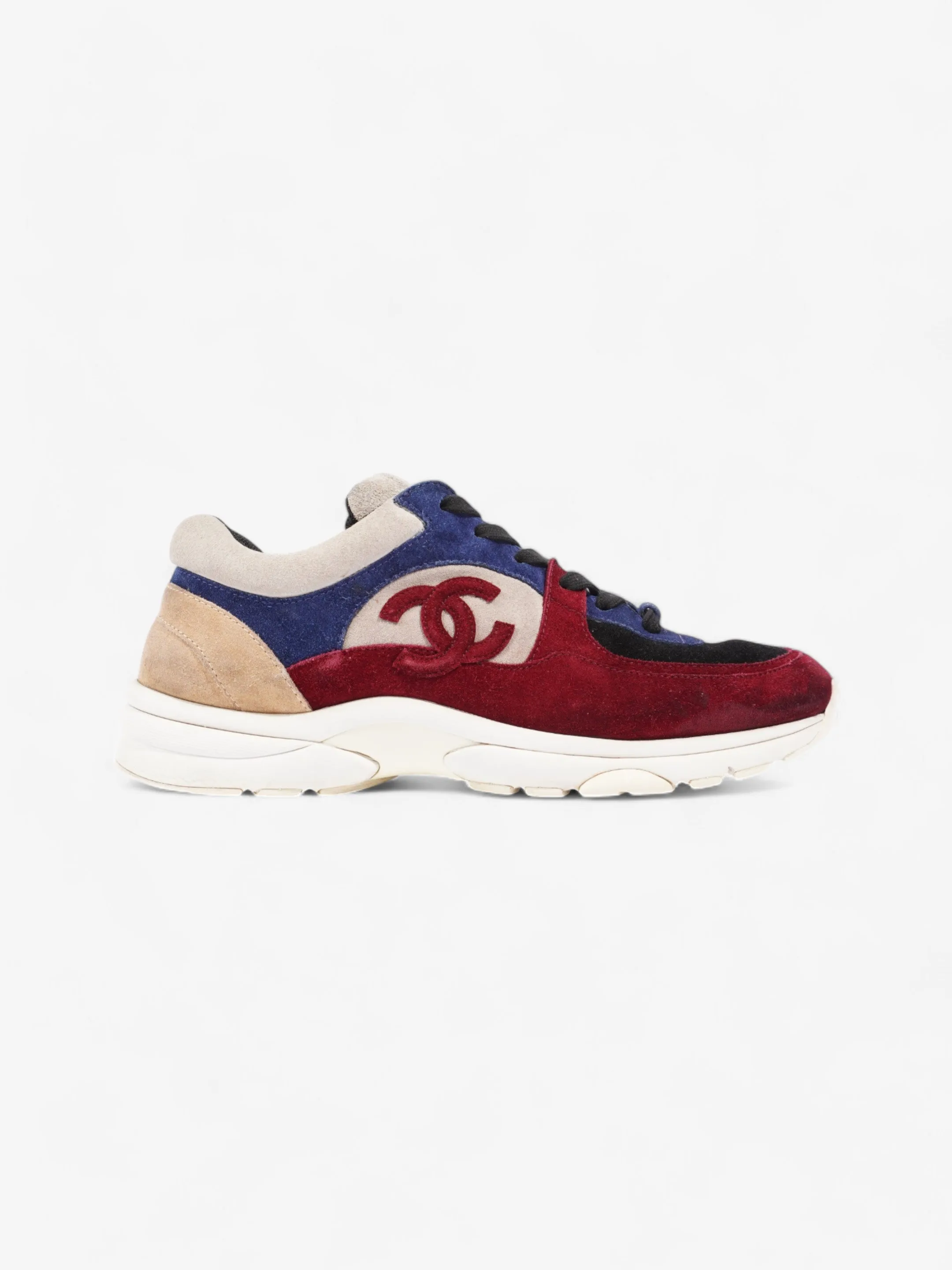 Move Easy Liner Chanel CC Logo Sneakers Maroon  / Black / Beige Suede EU 41 UK 8.5
