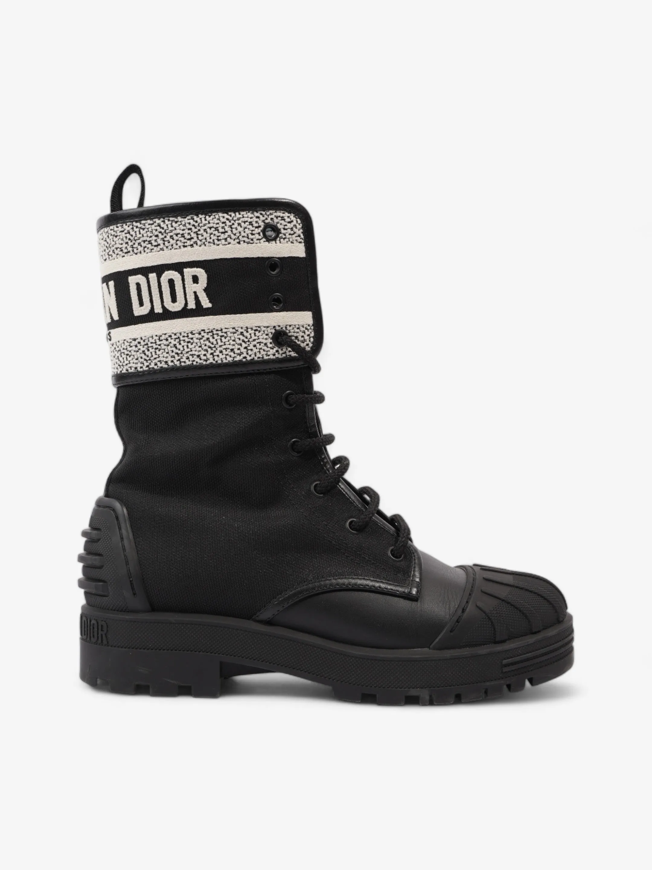 Multi Layer Christian Dior D-Major Ankle Boots Black / Cream Technical Fabric EU 38.5 UK 5.5