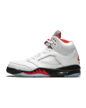All-around ease Soft-touch design Nike Air Jordan 5 Retro Fire Red Silver Tongue