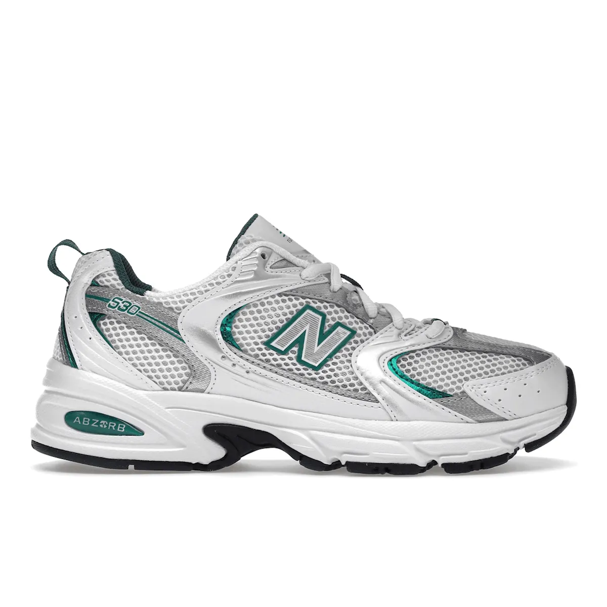 New Balance 530 White Silver Green Timeless lining