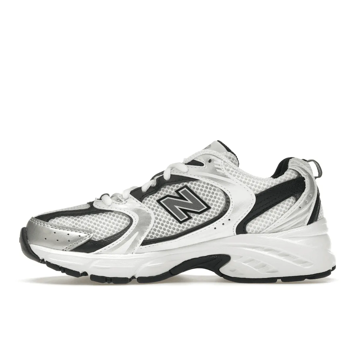 New Balance 530 White Silver Metallic Black All-weather sole
