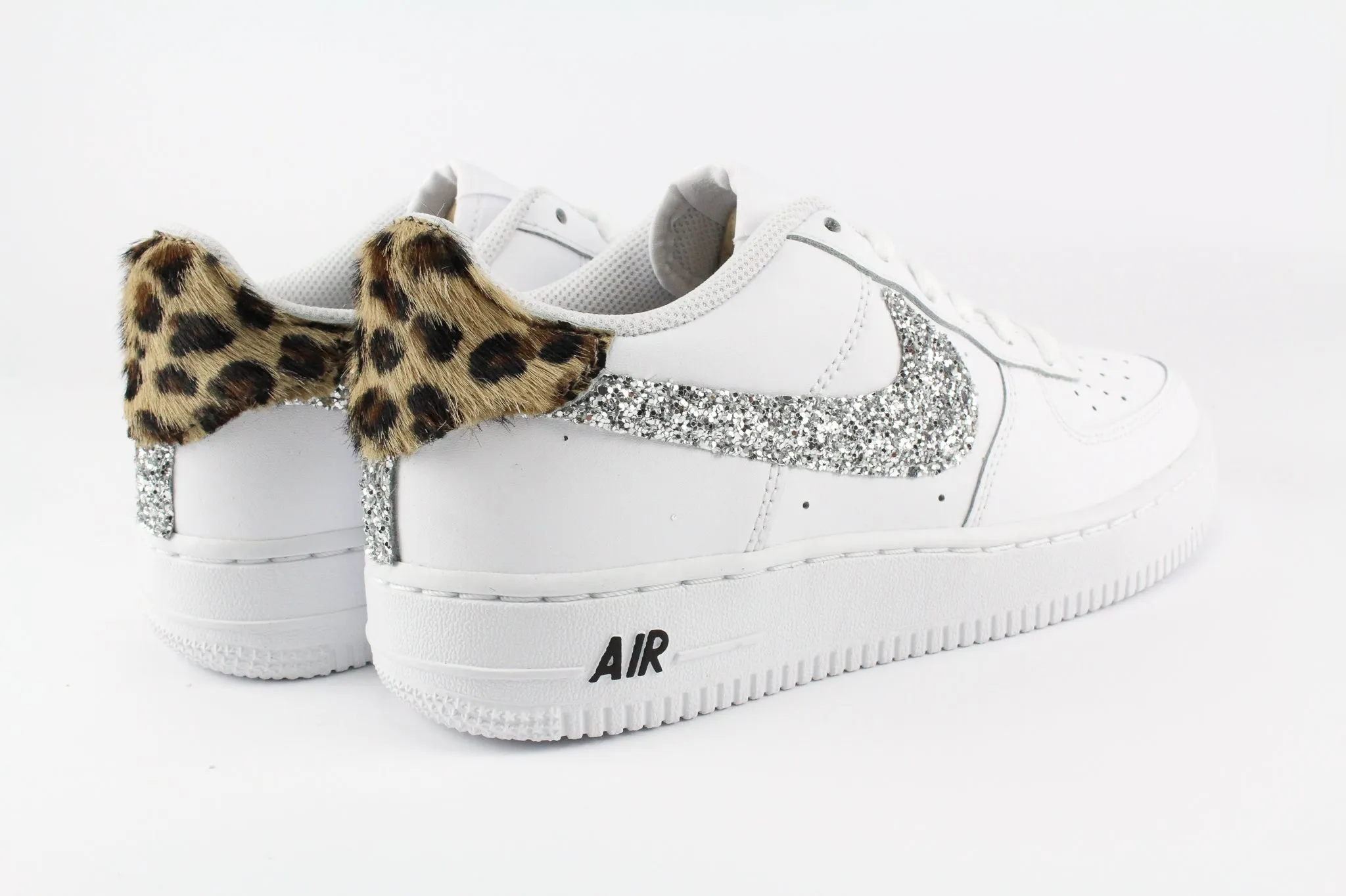 Nike Air Force 1 '07  Silver Glitter & Cavallino Maculato Road Ready