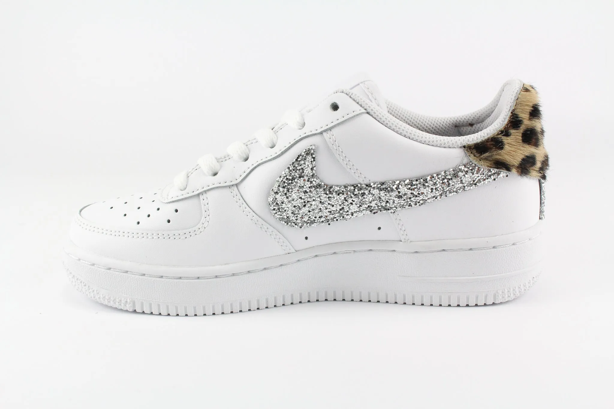 Nike Air Force 1 '07  Silver Glitter & Cavallino Maculato Road Ready
