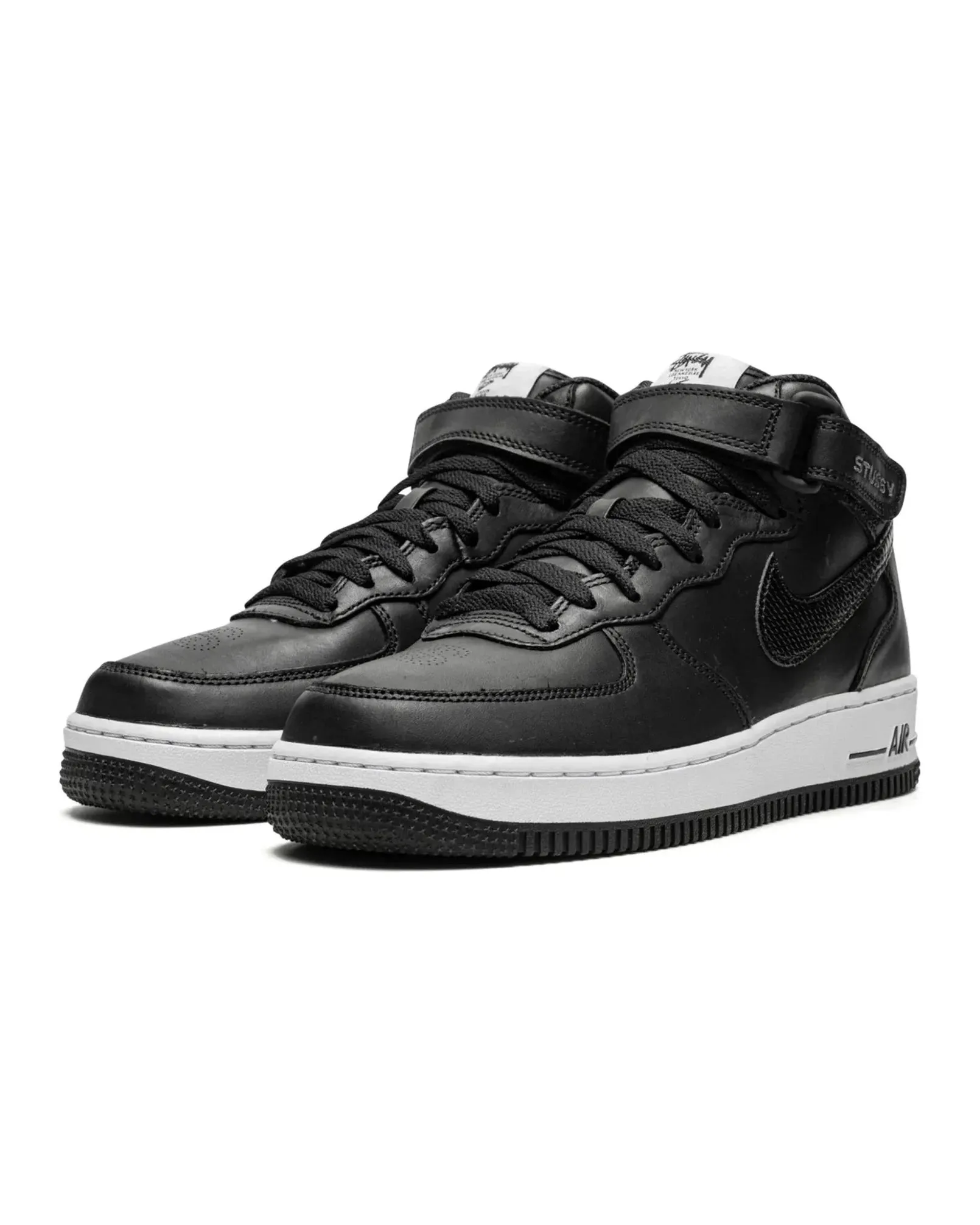 Nike Air Force 1 Mid X Stssy Black White Toe Spin