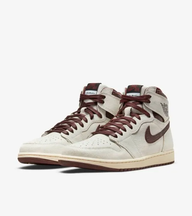 Nike Air Jordan 1 High x A Ma Manire Sail and Burgundy All-day lining