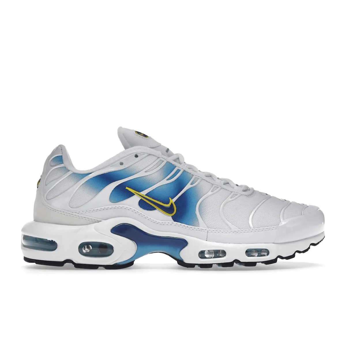Nike Air Max Plus Spray Paint Swoosh White Blue Endurance advancement