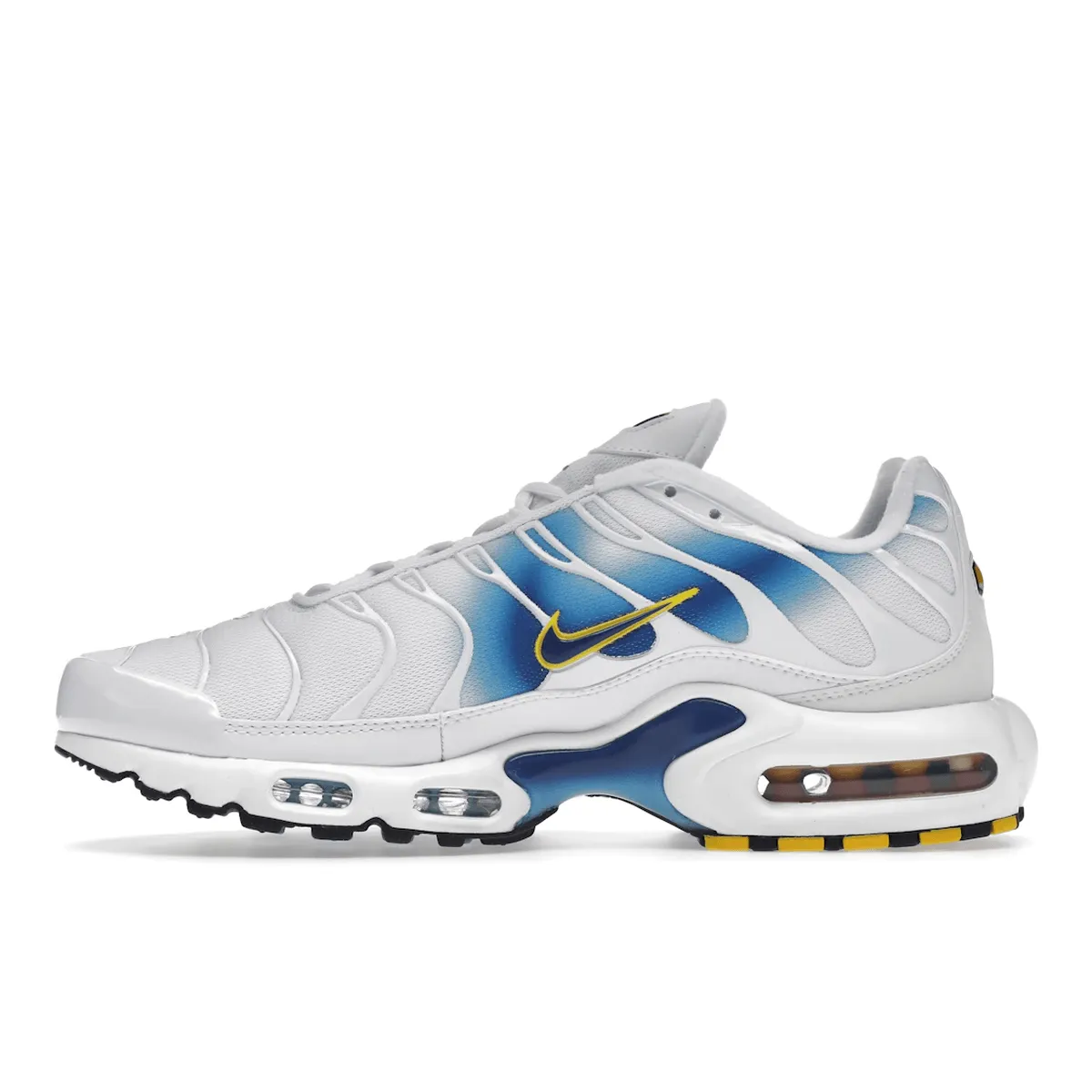 Nike Air Max Plus Spray Paint Swoosh White Blue Endurance advancement