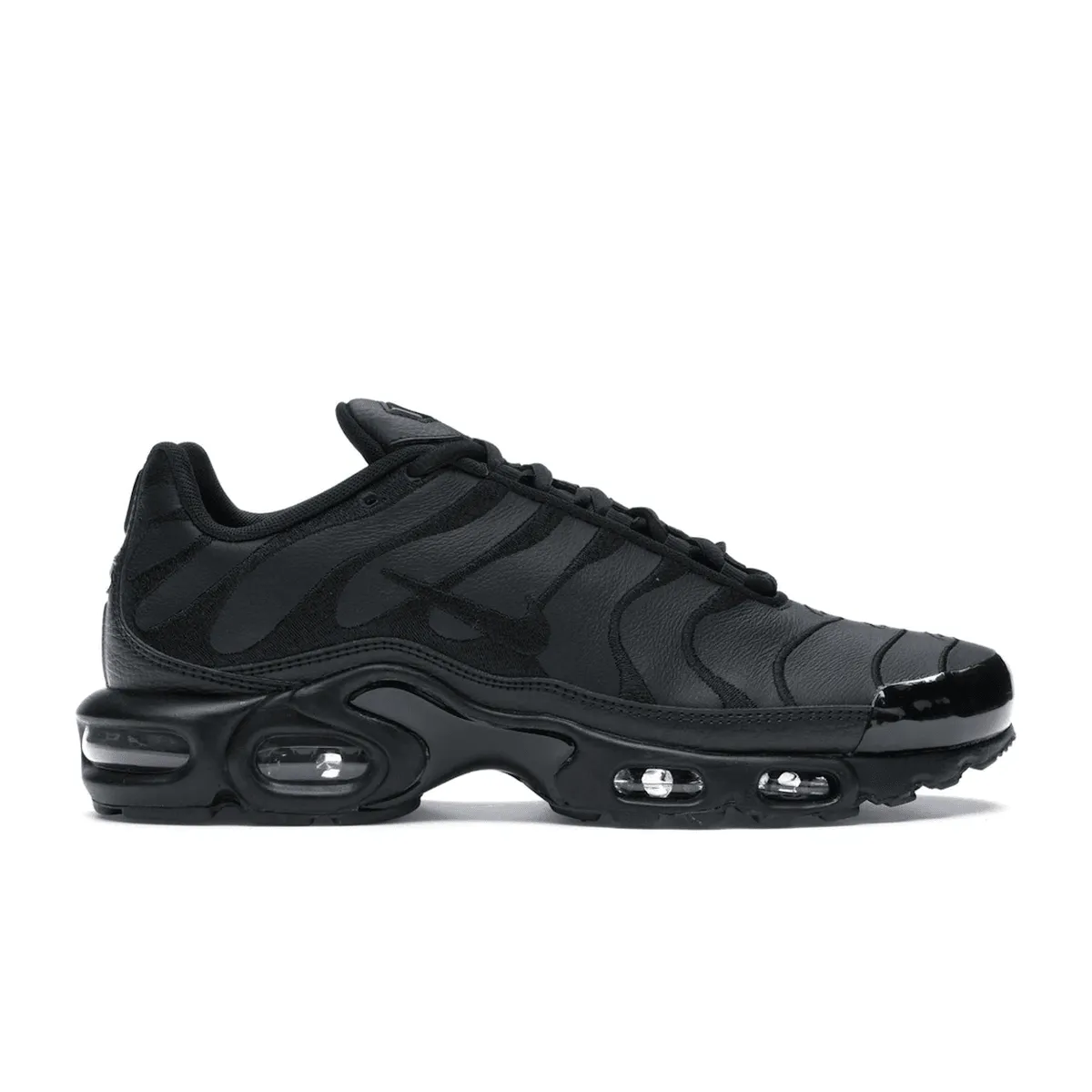 Nike Air Max Plus Triple Black Leather Anti - slide design section