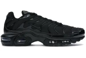 Nike Air Max Plus Triple Black running in a dam area shoes