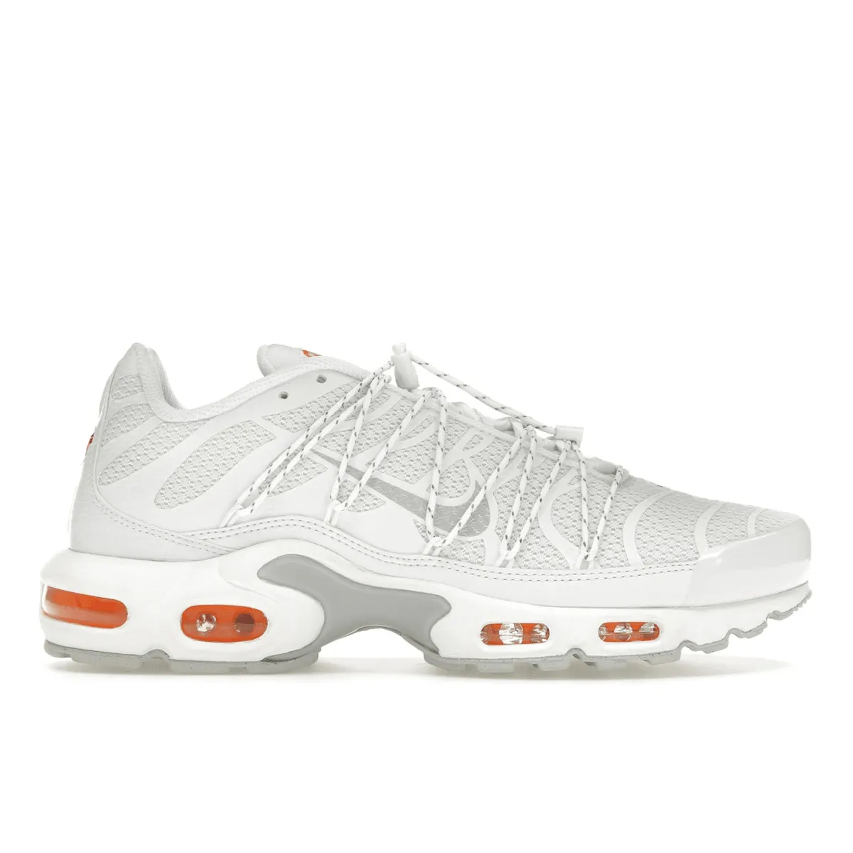 Nike Air Max Plus Utility Safety Orange Pure Platinum running with a molded insole gym - ready