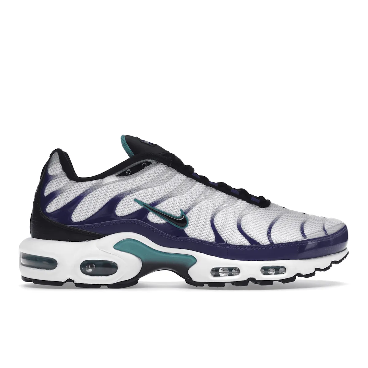 Nike Air Max Plus White Grape Ice running in clean tracks shoes flat surface running
