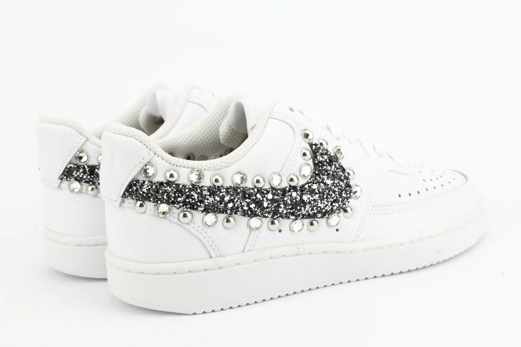 Nike Court Vision Low Black Silver Glitter & Strass Urban Classic