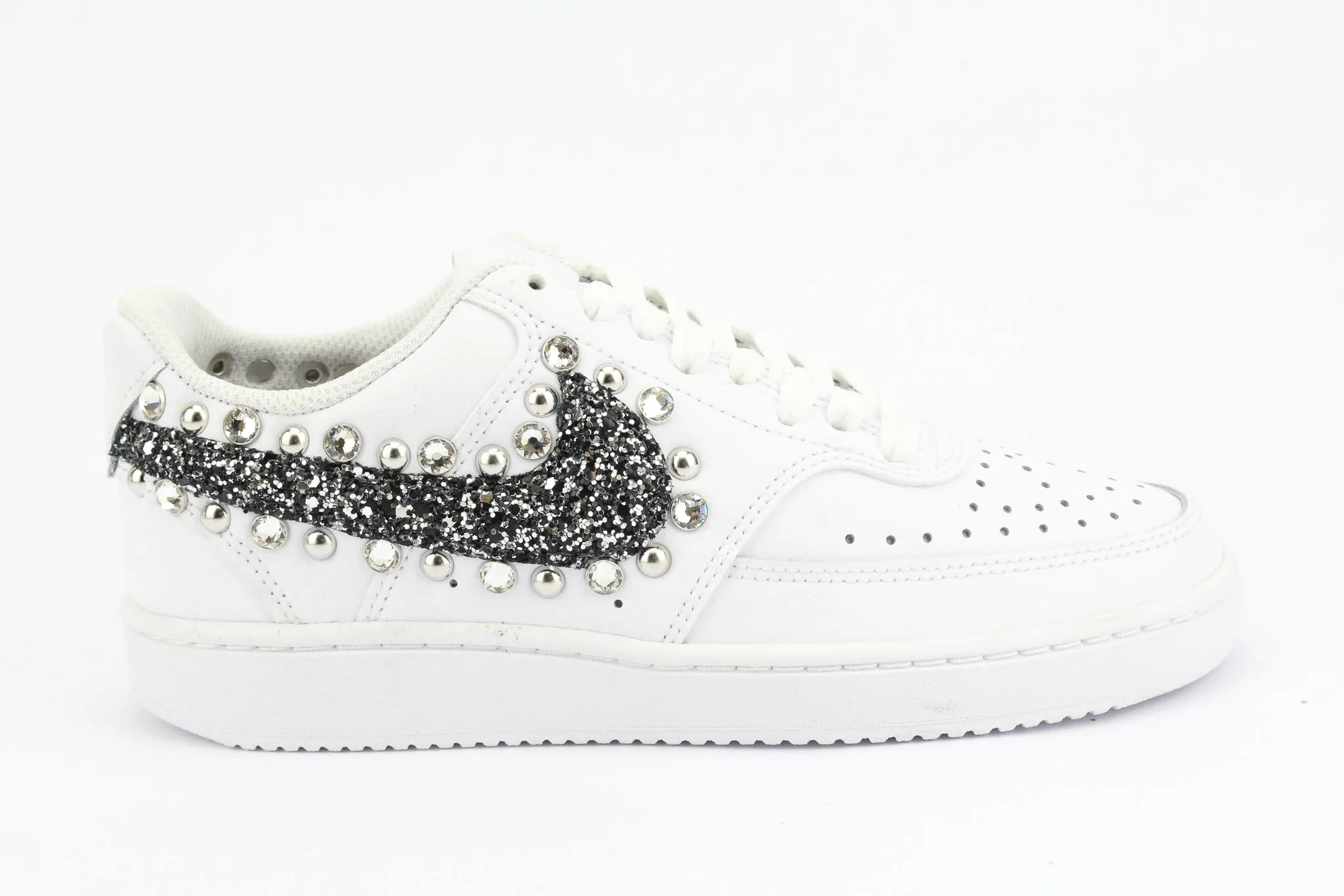 Nike Court Vision Low Black Silver Glitter & Strass Urban Classic