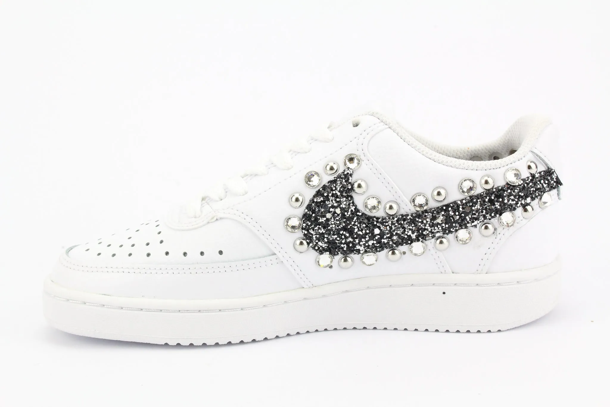 Nike Court Vision Low Black Silver Glitter & Strass Urban Classic
