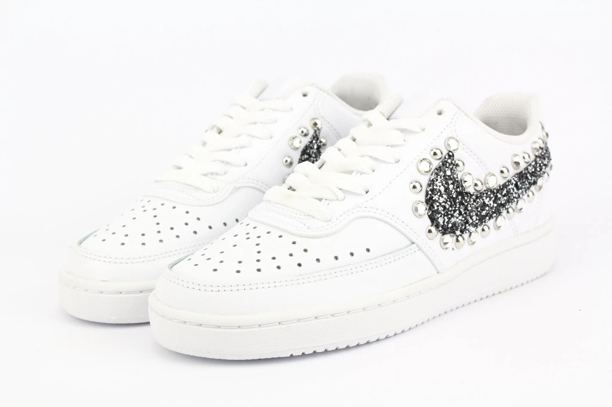 Nike Court Vision Low Black Silver Glitter & Strass Urban Classic
