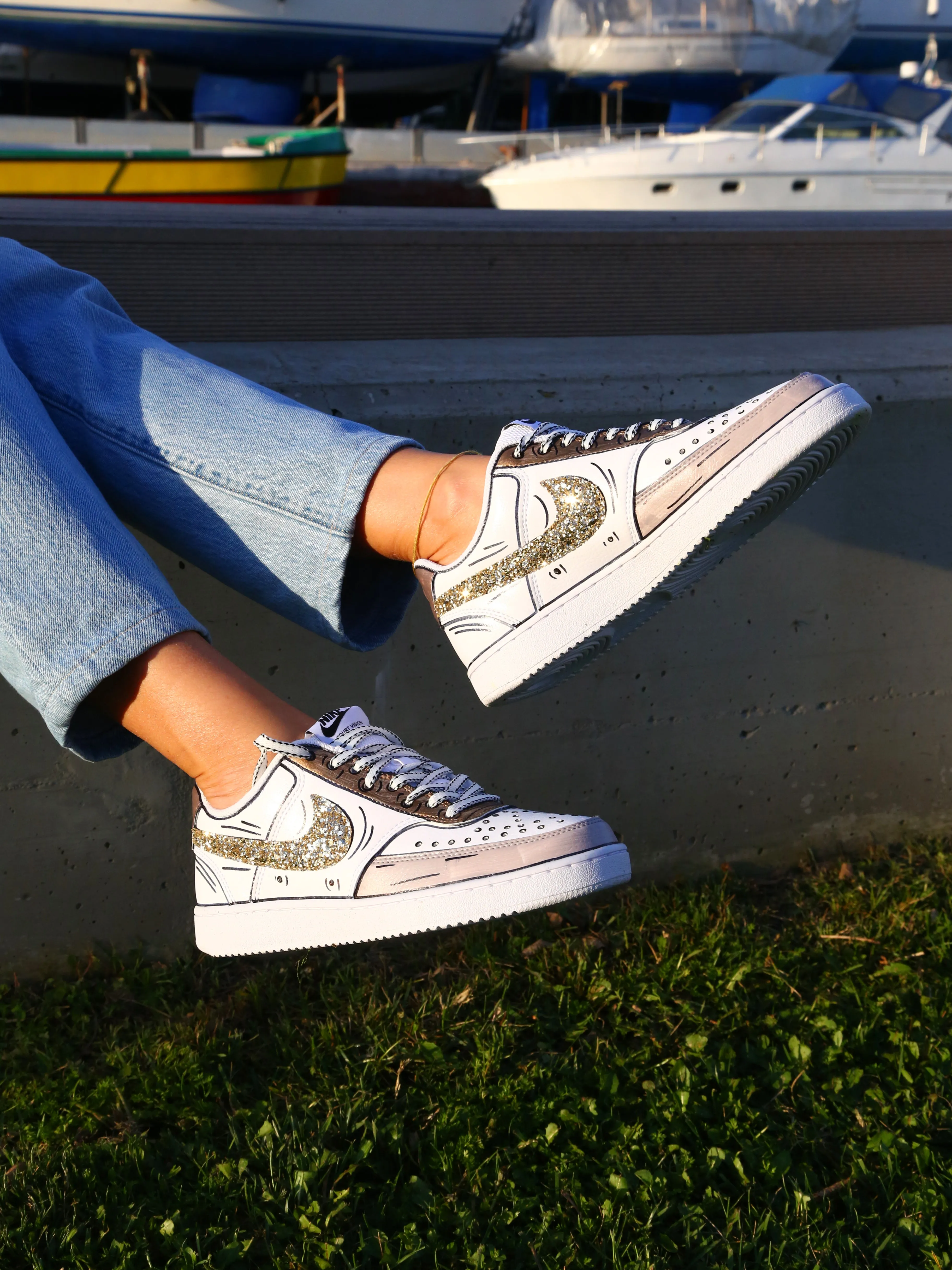 Nike Court Vision Low Cartoons Brown & Glitter Smooth Step