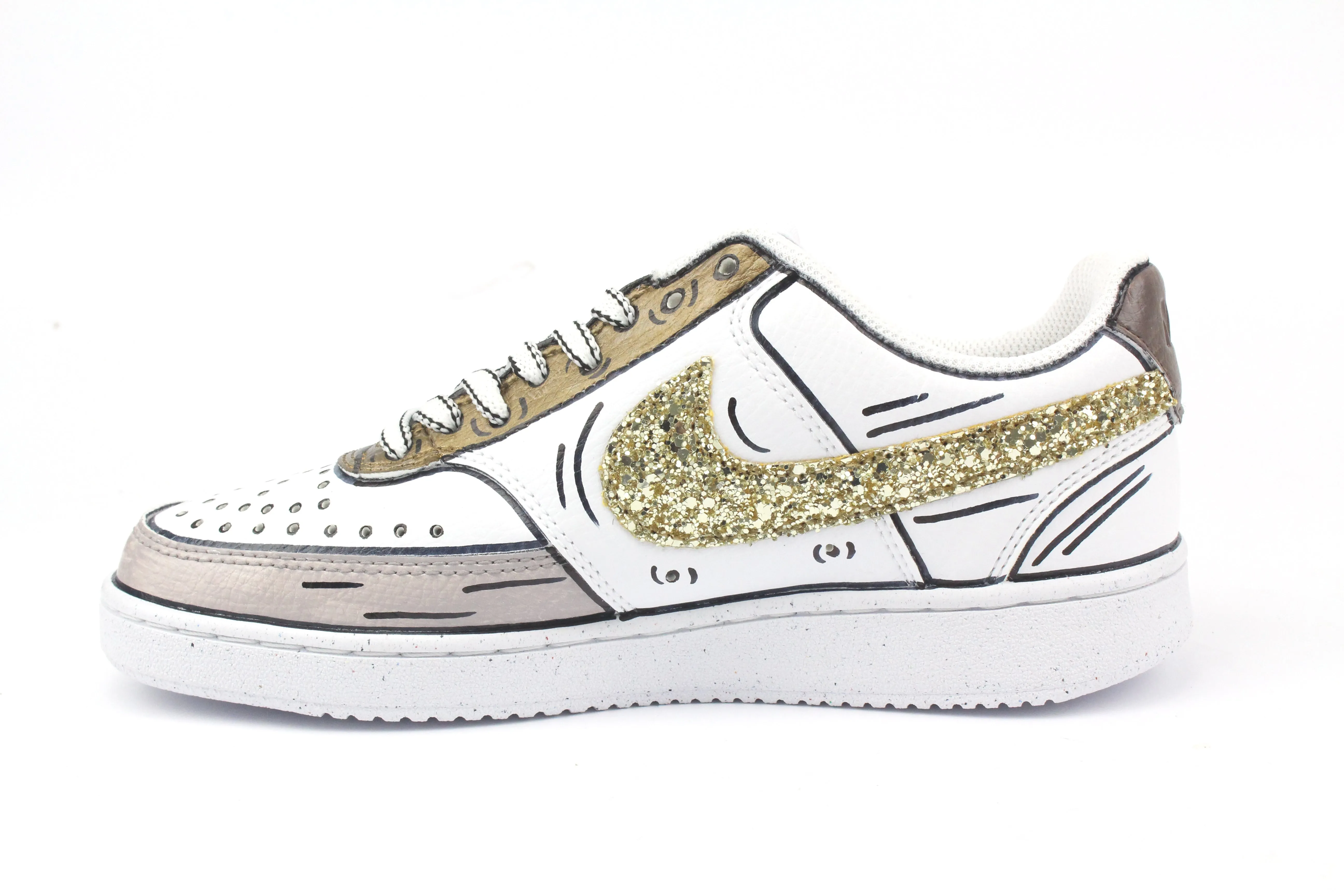 Nike Court Vision Low Cartoons Brown & Glitter Smooth Step