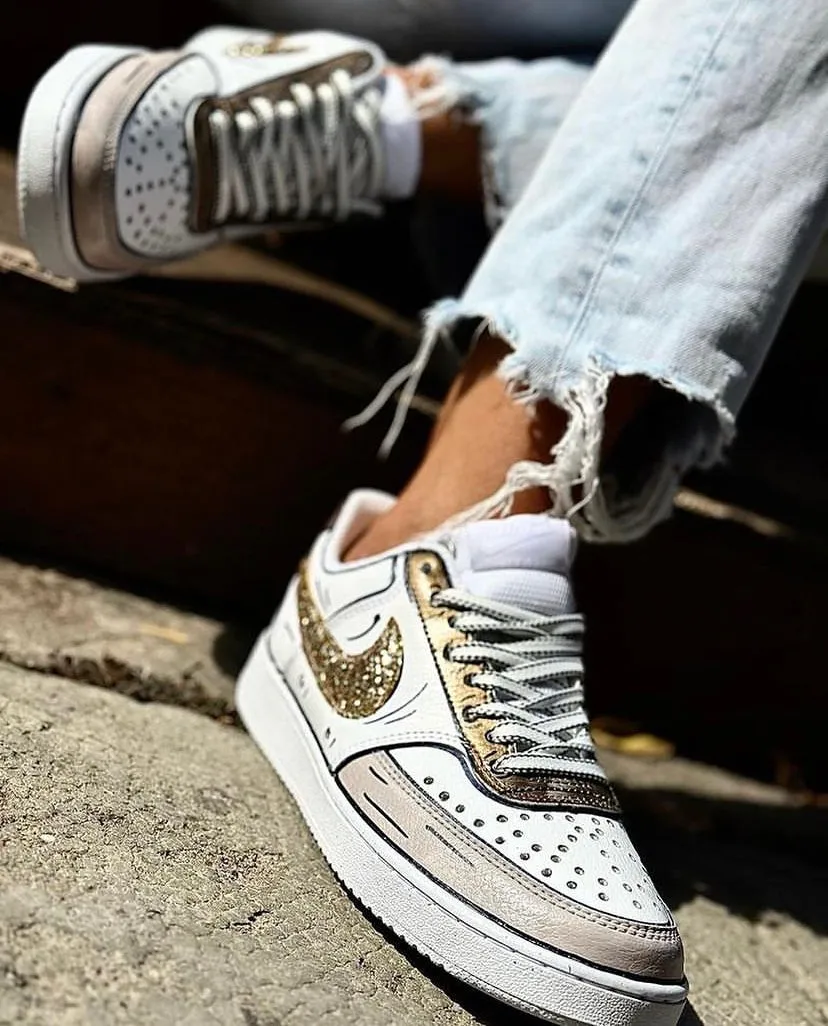 Nike Court Vision Low Cartoons Brown & Glitter Smooth Step