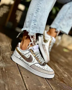 Nike Court Vision Low Cartoons Brown & Glitter Swing Hike