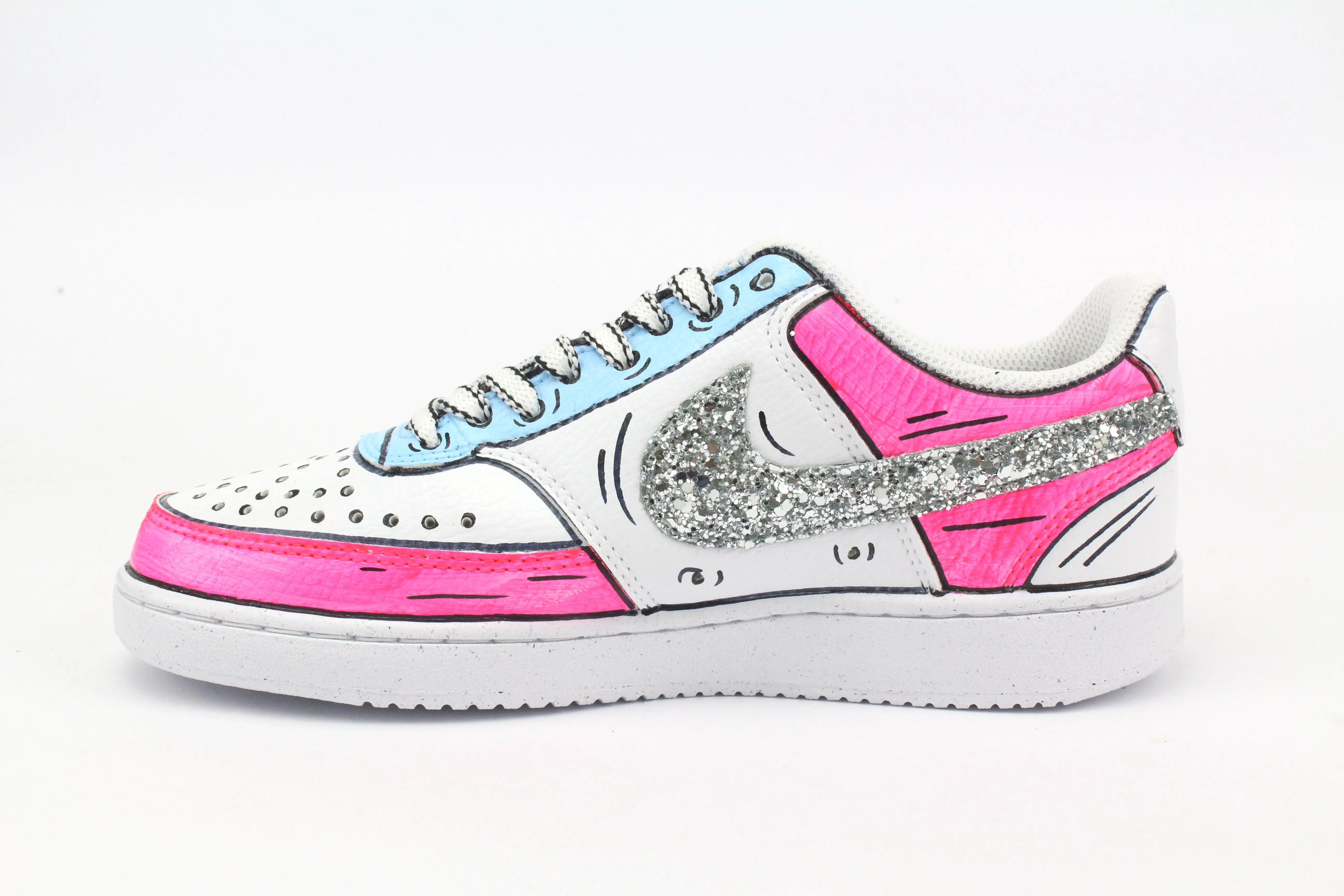 Nike Court Vision Low Cartoons Pink & Glitter Swift Flow