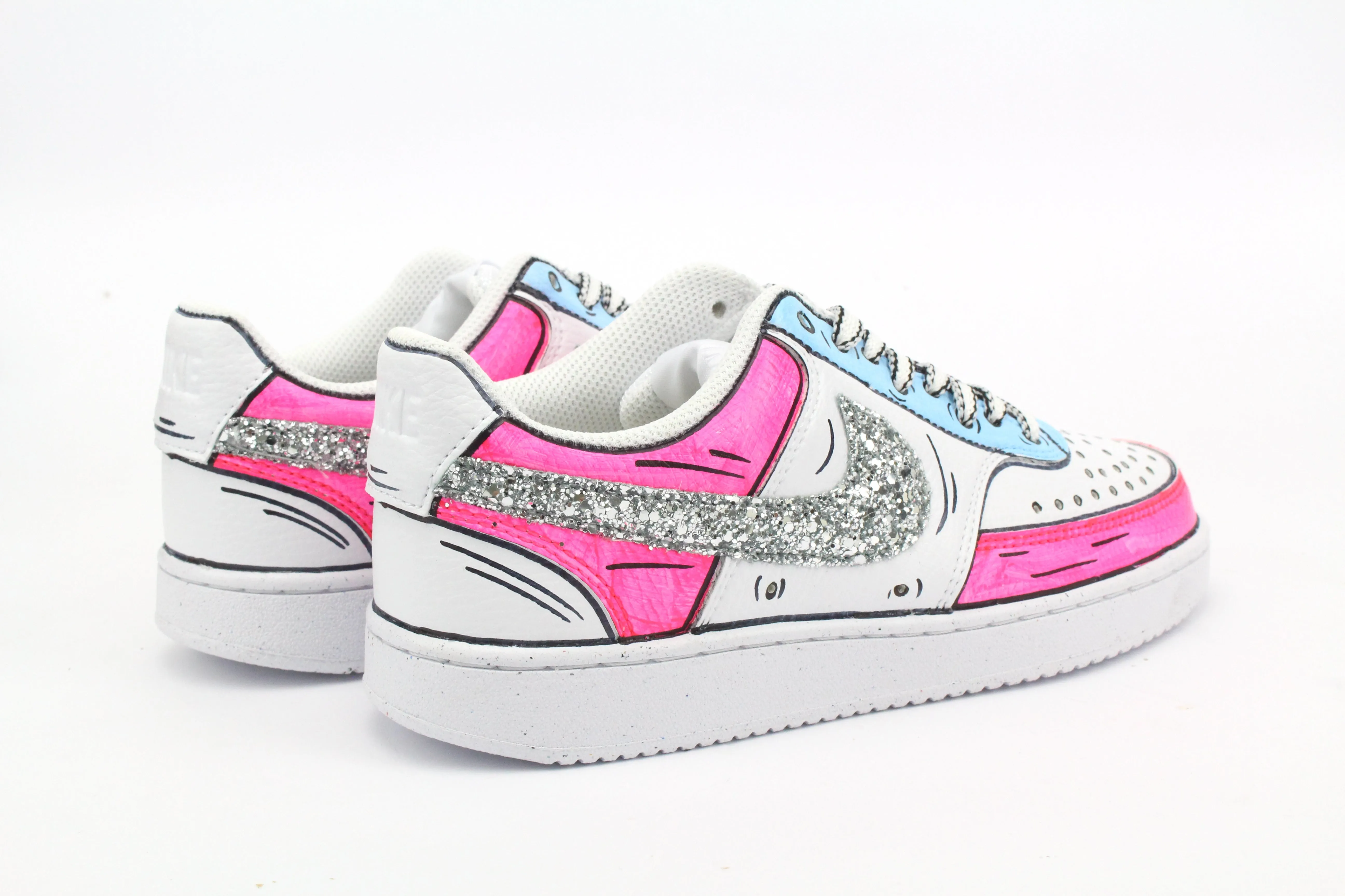 Nike Court Vision Low Cartoons Pink & Glitter Swift Flow