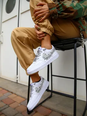 Mint Cool Nike Court Vision Low Silver Glitter & Strass