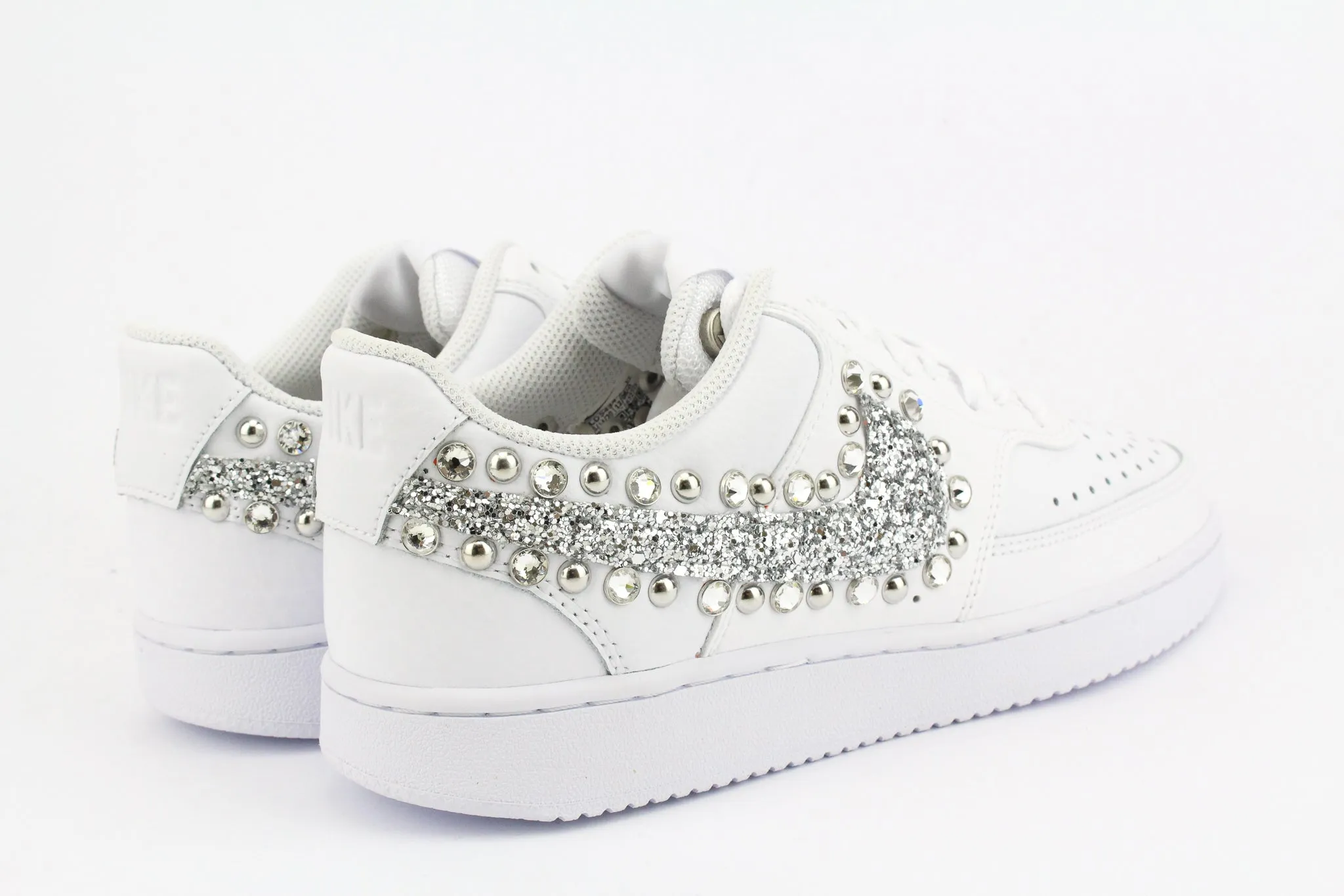 Nike Court Vision Low Silver Glitter & Strass Flexible Step-Up