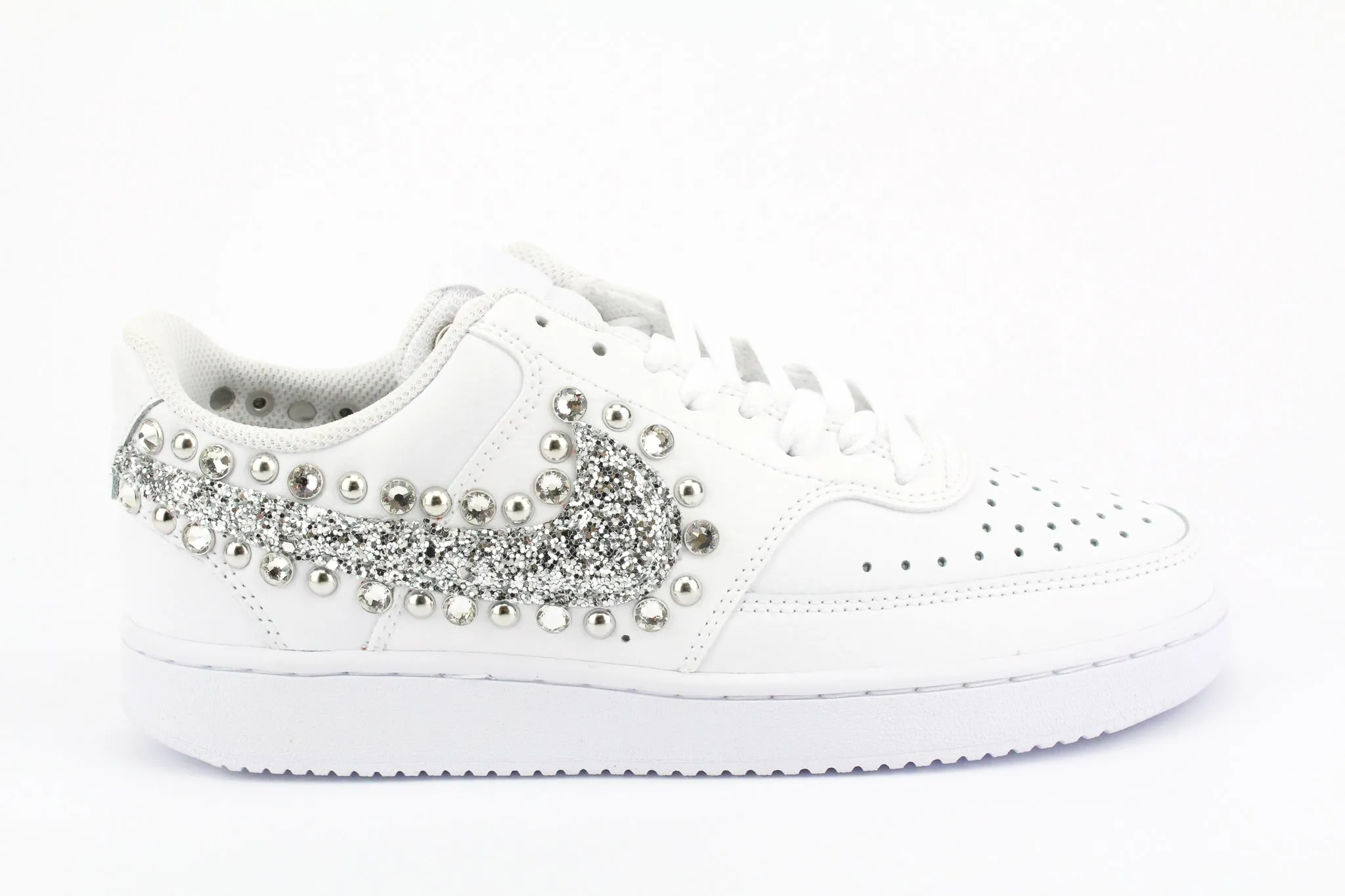 Nike Court Vision Low Silver Glitter & Strass Flexible Step-Up