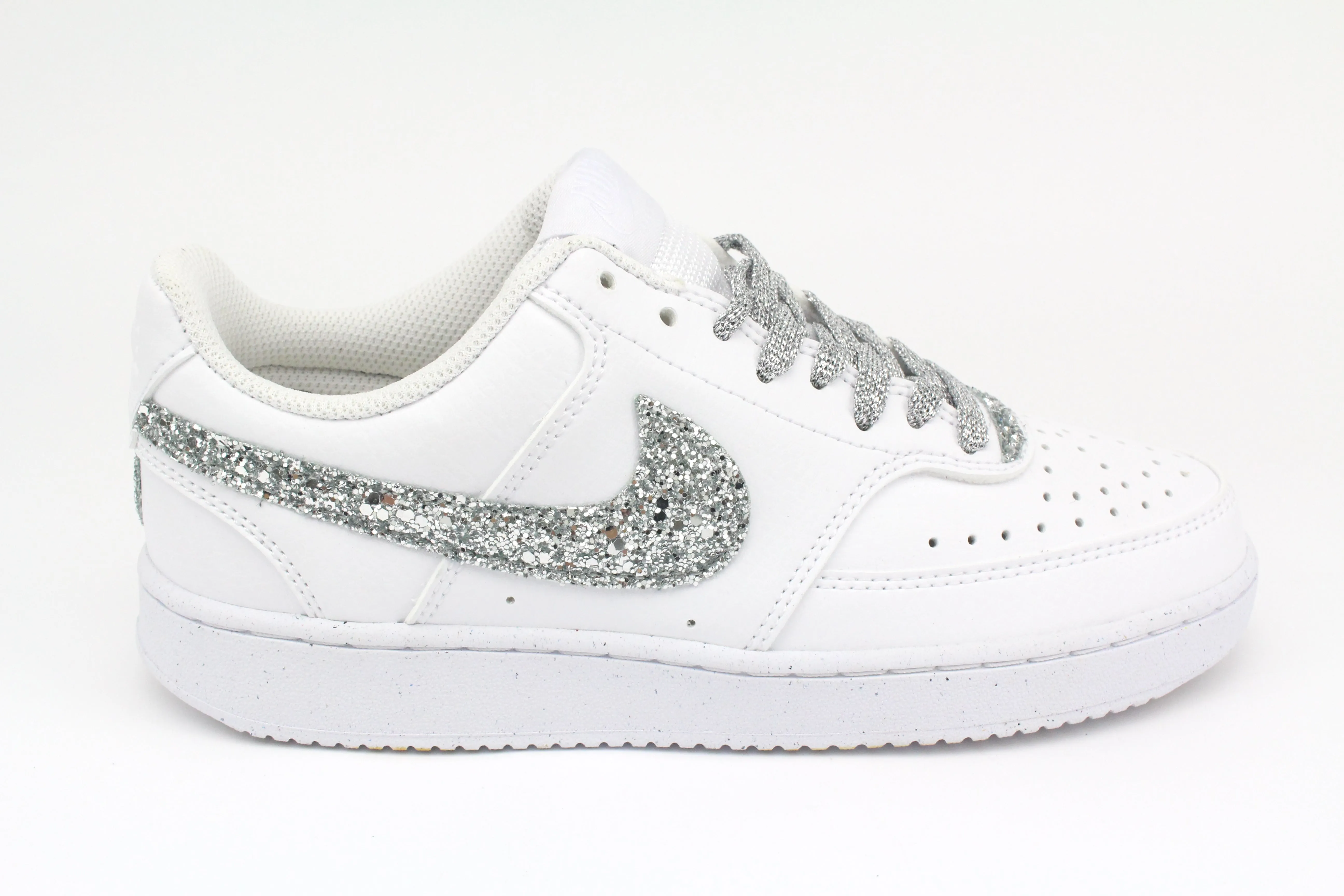 Nike Court Vision Low Silver Glitter e cuore Long lasting comfort