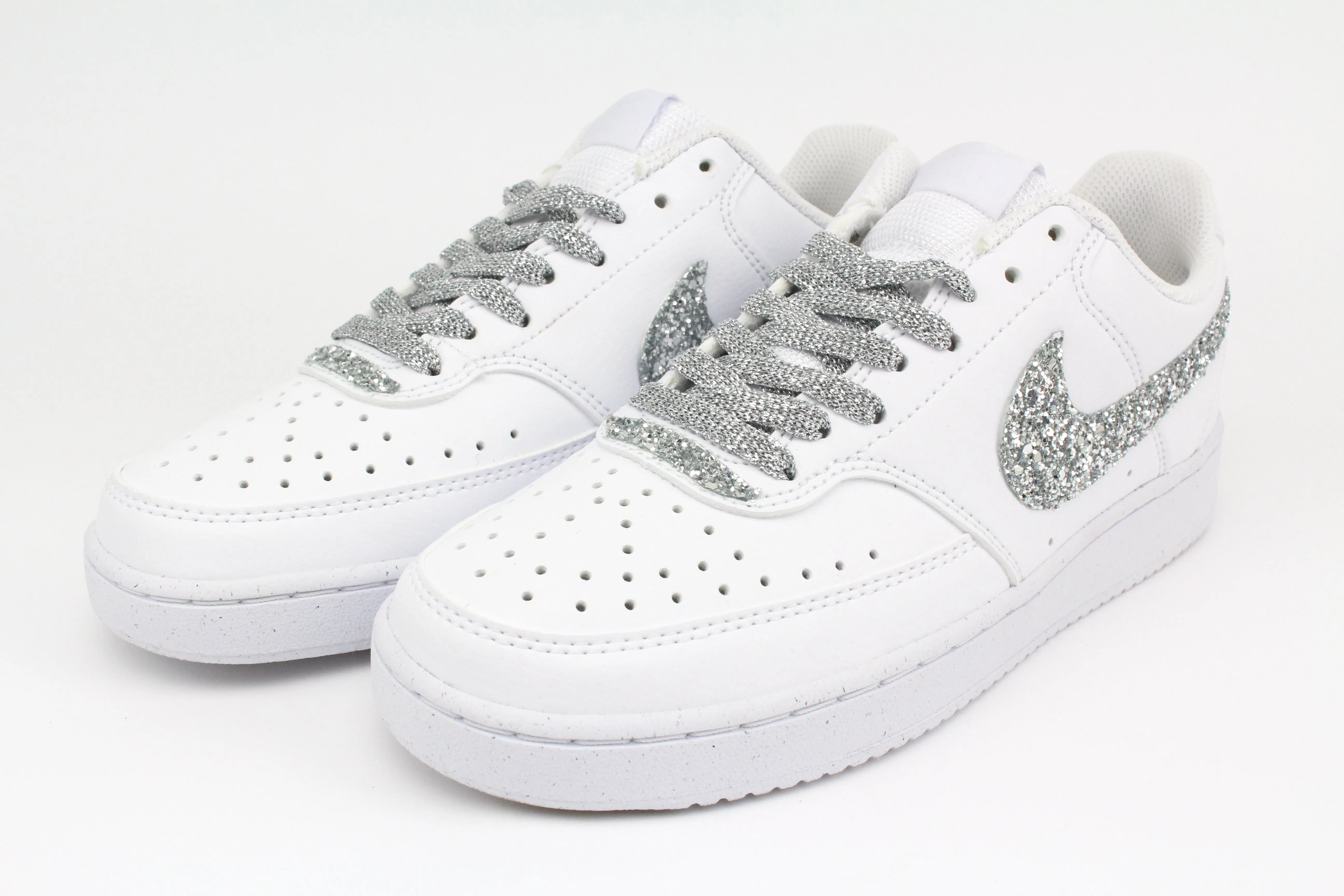 Nike Court Vision Low Silver Glitter e cuore Long lasting comfort