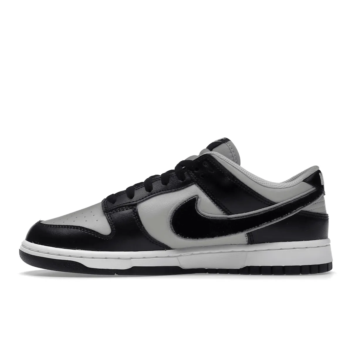 Nike Dunk Low Chenille Swoosh Black Grey Active Flow