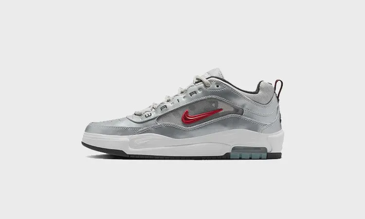 Nike SB Air MAx Ishod PRM Shoe - Metallic Silver/Varsity Red Dynamic lining