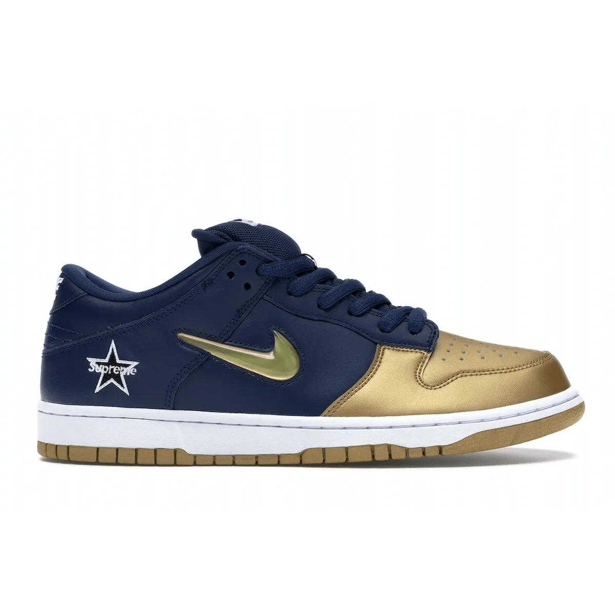 Nike SB Dunk Low Supreme Jewel Swoosh Gold Flexible Midsole
