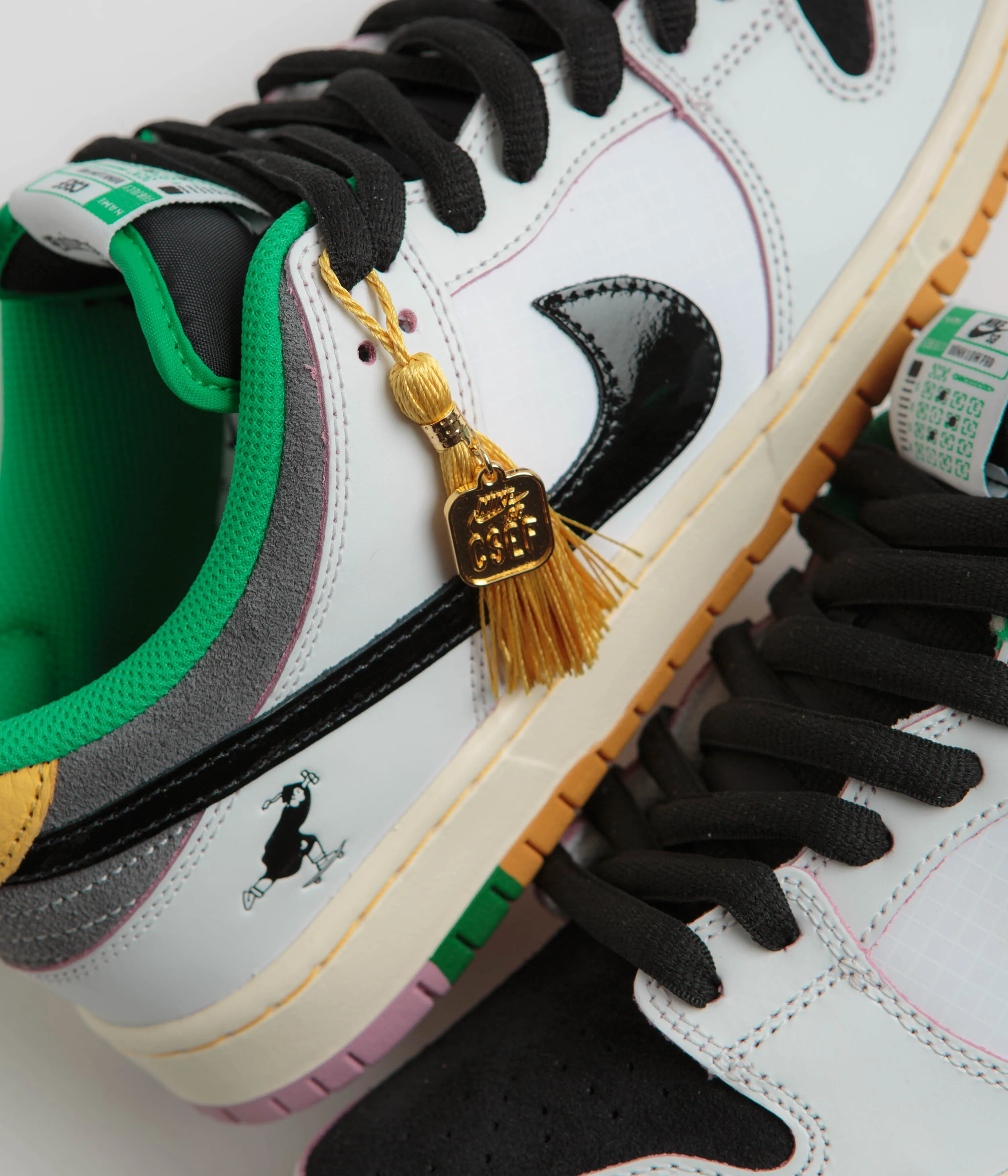 Nike SB x CSEF Dunk Low Pro Shoes in Summit White and Black and White - Iron Grey