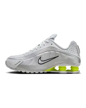 Nike Shox R4 White Metallic Silver Volt hill - training running in natural tracks shoes