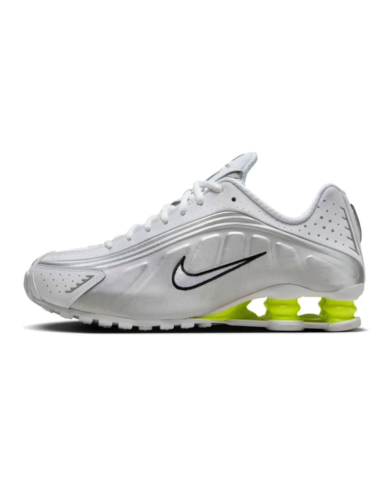 Nike Shox R4 White Metallic Silver Volt Rapid pace