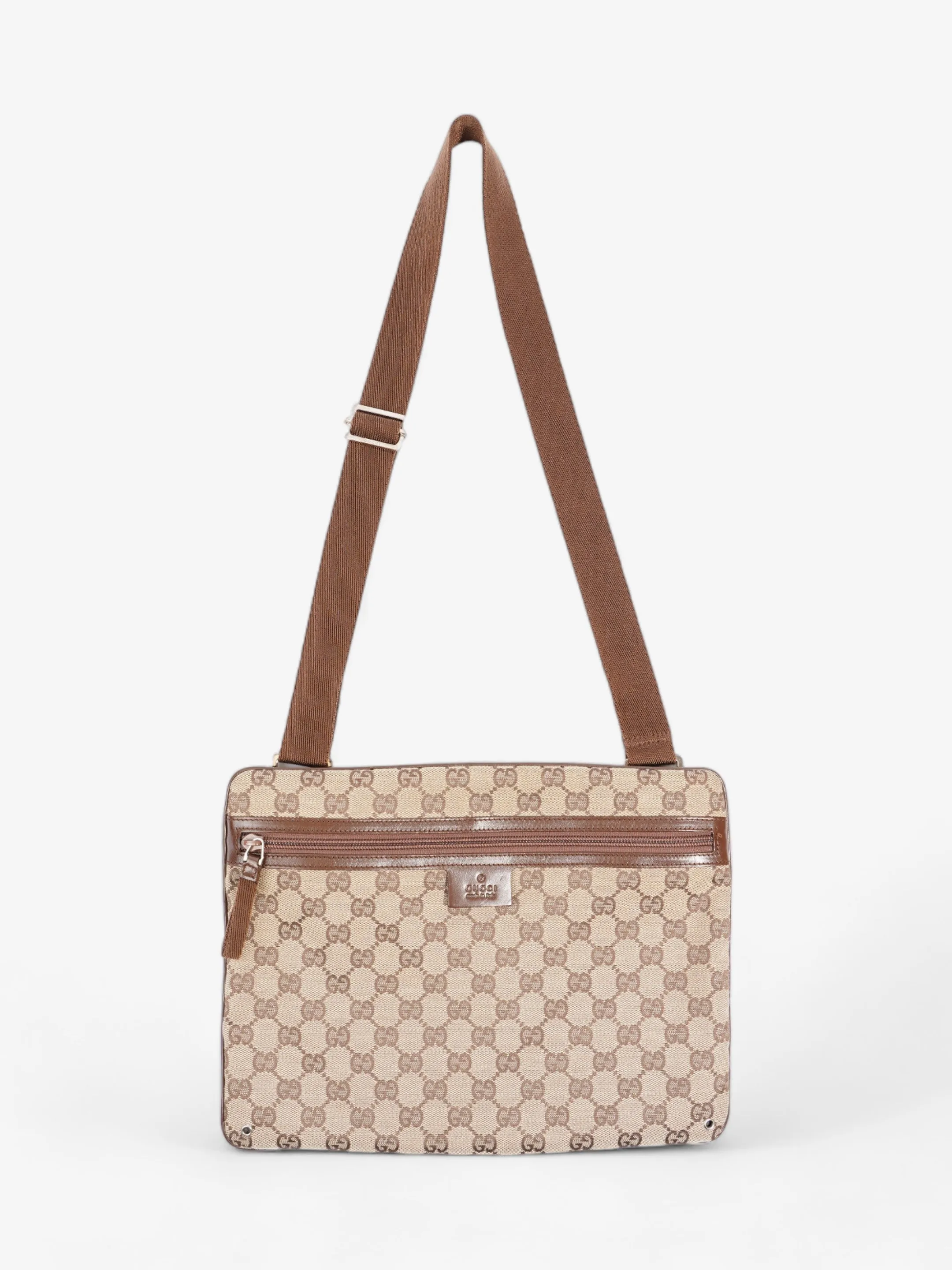 Odor Resistant Gucci Flat Messenger Bag GG Supreme Canvas
