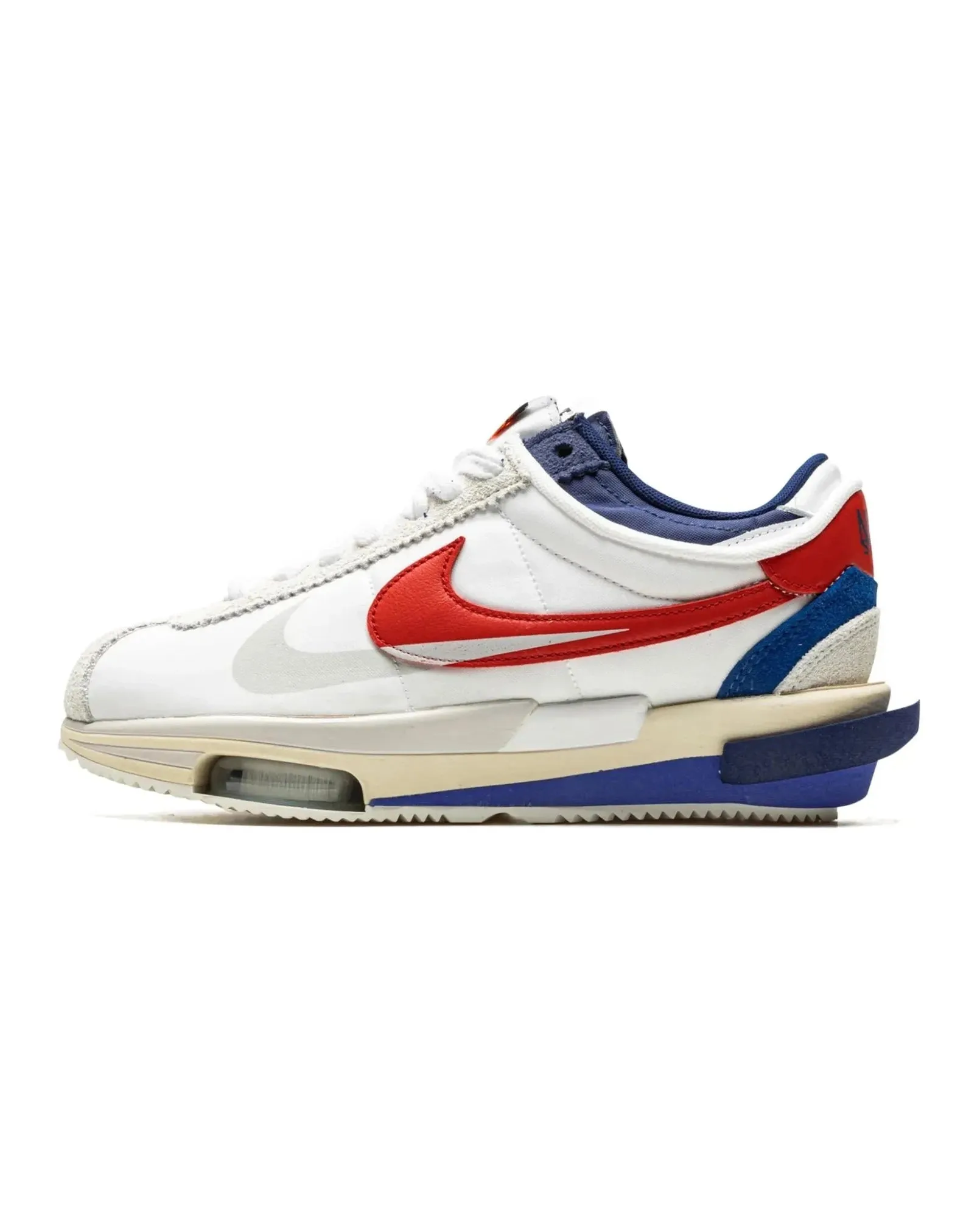 multi - color youth shoes Nike Zoom Cortez SP X Sacai White University Red Blue