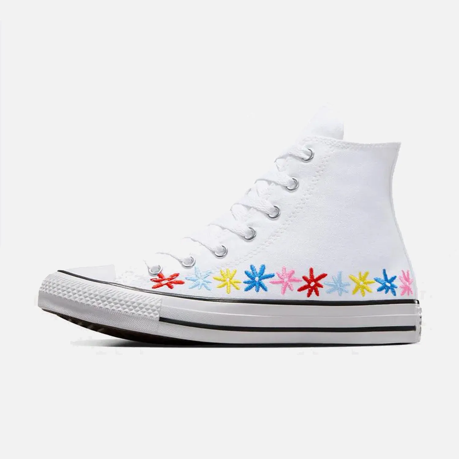 Older Kid's Converse Chuck Taylor Hi White Floral Soft Interior