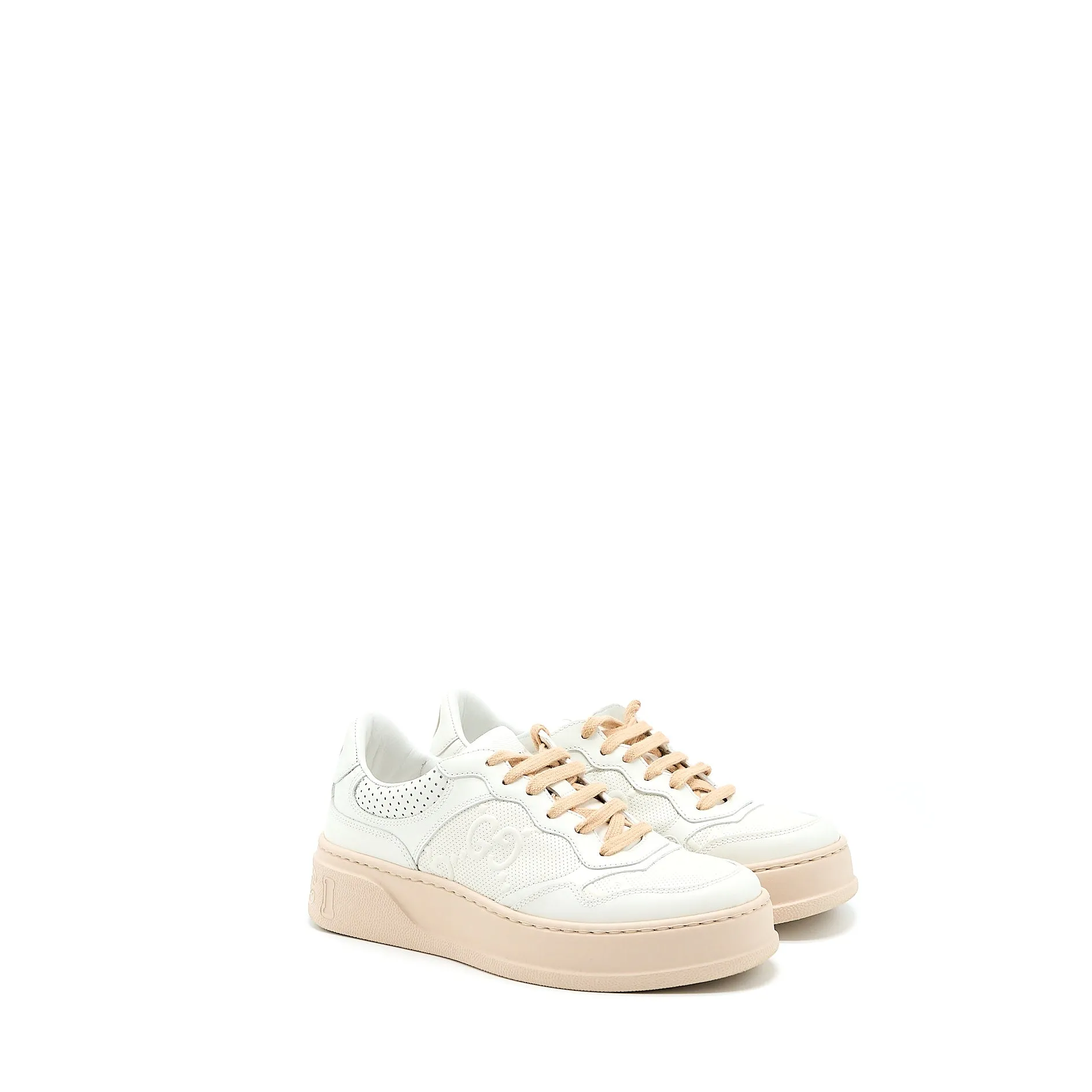 On-Trend Gucci Size 36 Womens GG Embossed Sneaker White/Pink