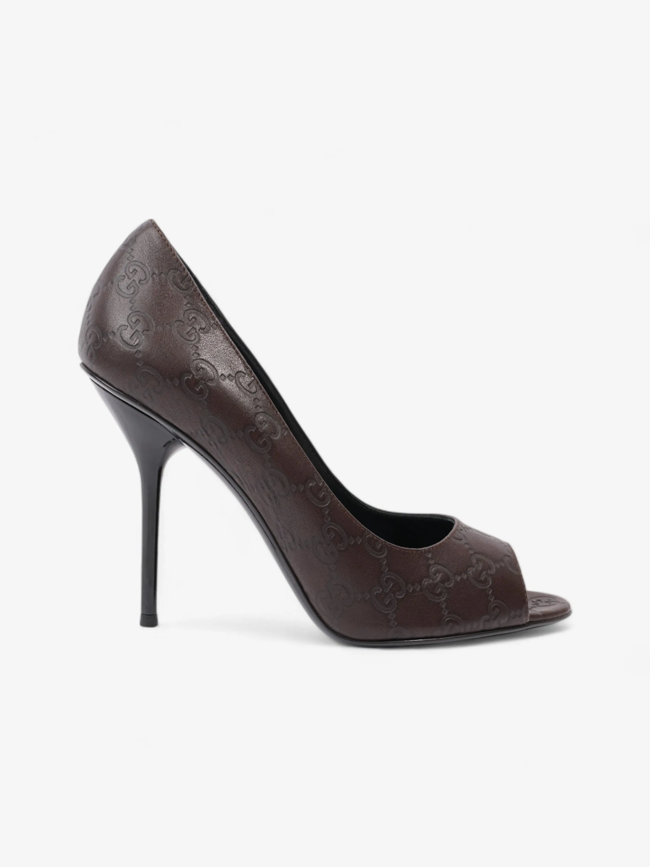 Open Back Heels Gucci Guccissima Heels 115mm Chocolate Brown Leather EU 41 UK 8