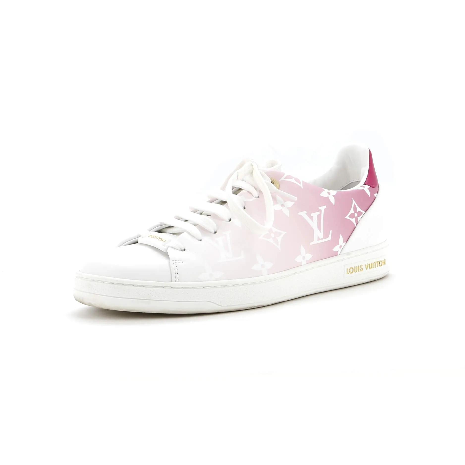 Padded Base Louis Vuitton Women's FrontRow Sneakers Gradient Monogram Printed Leather