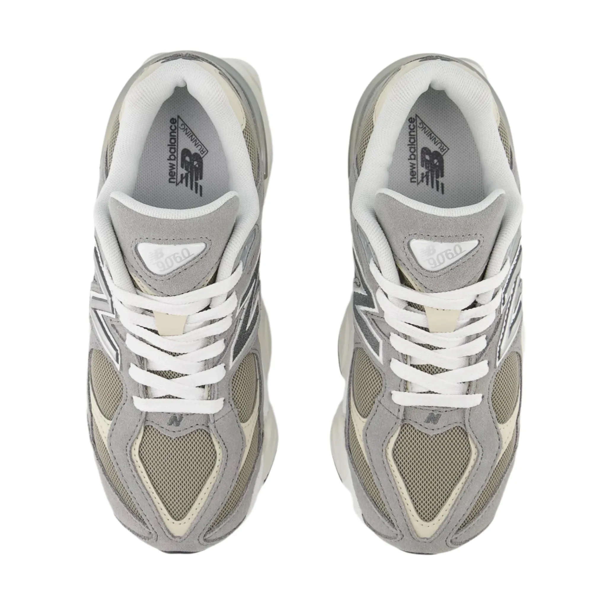 Padded-collar New Balance 9060 Grade School Kids' Sneakers Light Grey / White