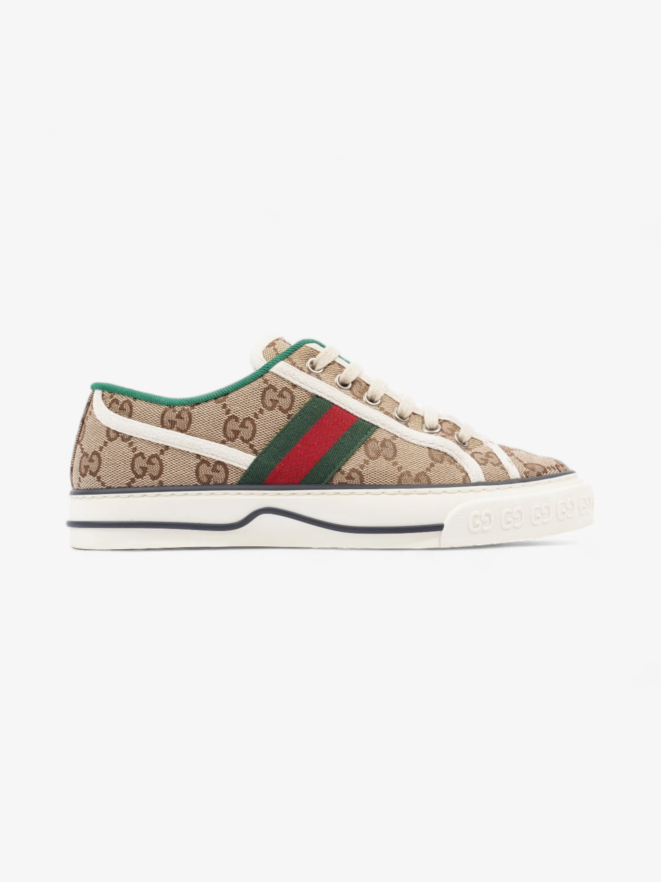 Padded Comfort Gucci Tennis 1977 Sneakers Beige Monogram / White / Green Canvas EU 36.5 UK 3.5