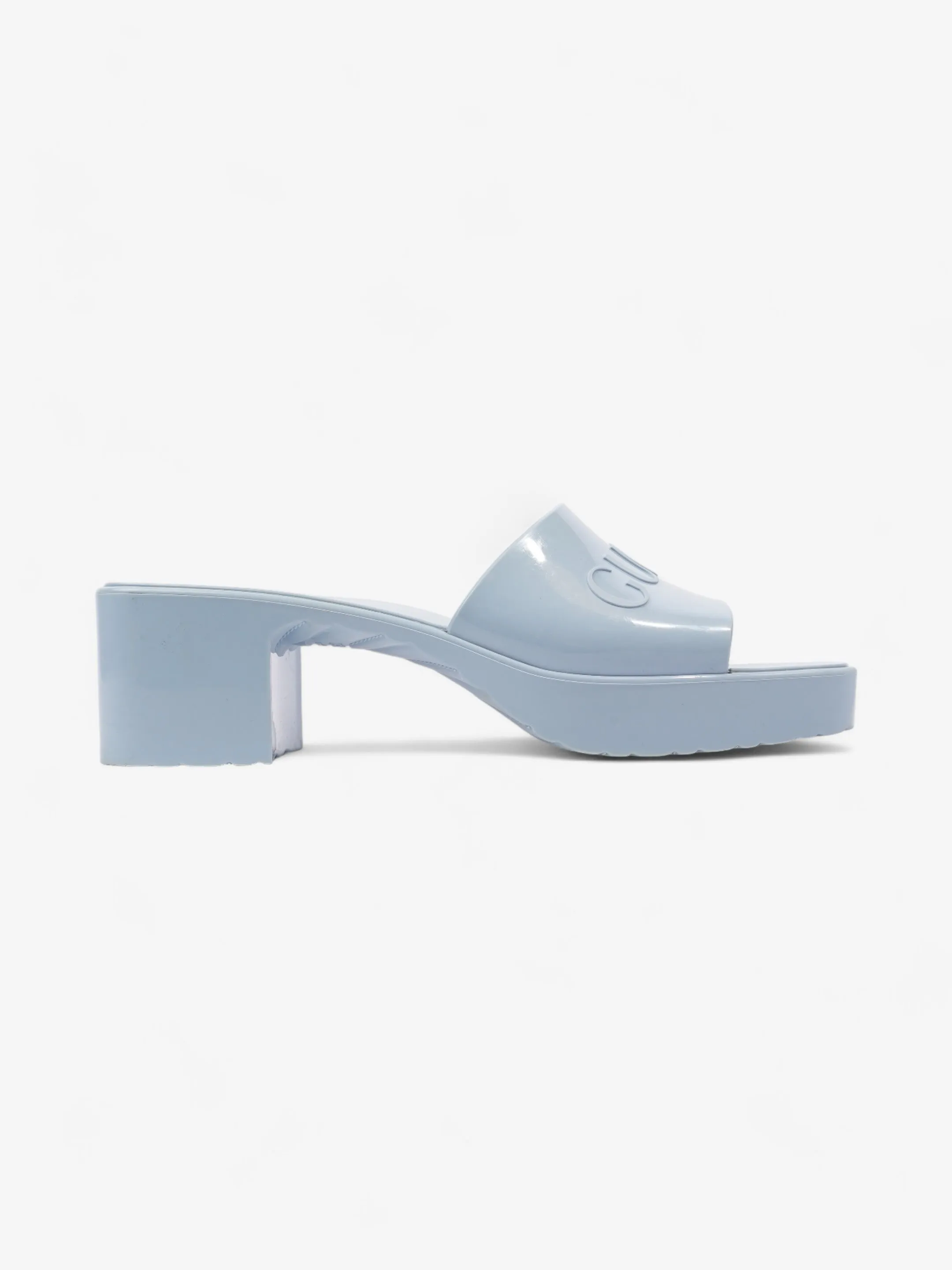 perfect for all-day wear Gucci Rubber Logo Sandals 60 Light Blue Rubber EU 39 UK 6