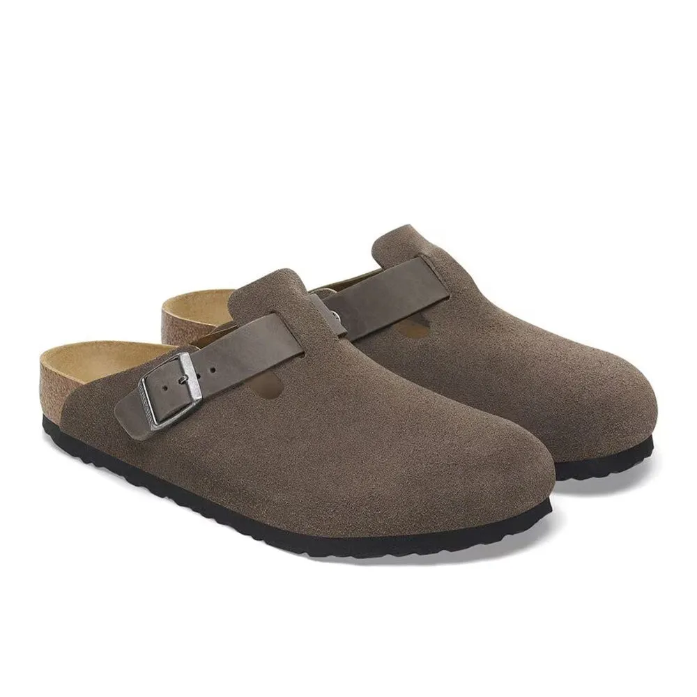 platform Birkenstock Boston BS Suede "Concrete Gray"